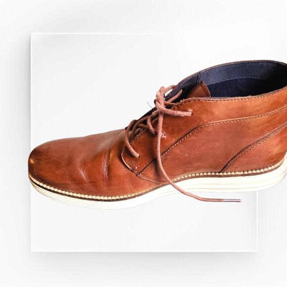 Cole Haan Leather Ankle Chukka Boots Mens Size 8D Woodbury/Ivory Lace Up C28213 - Picture 8 of 9